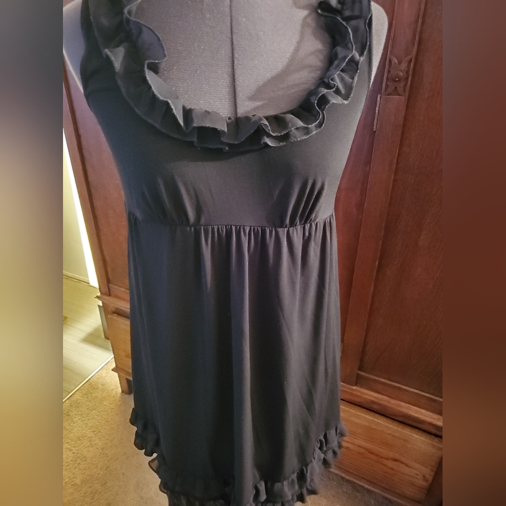 Sequin Hearts Black Ruffle Sleeveless Dress Size Medium